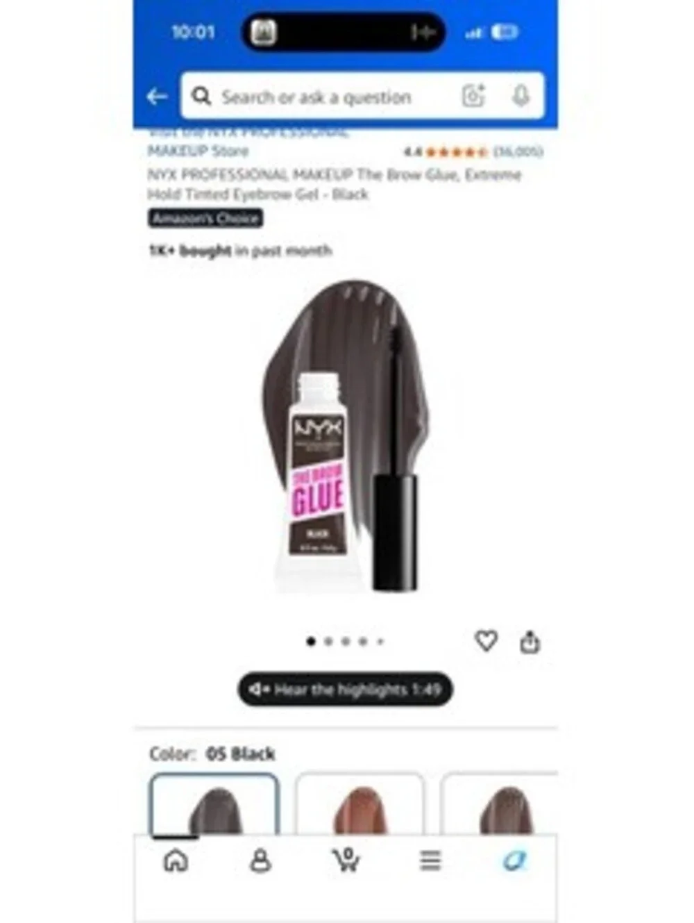 NYX The Brow Glue Extreme Hold Tinted Eyebrow Gel - Black